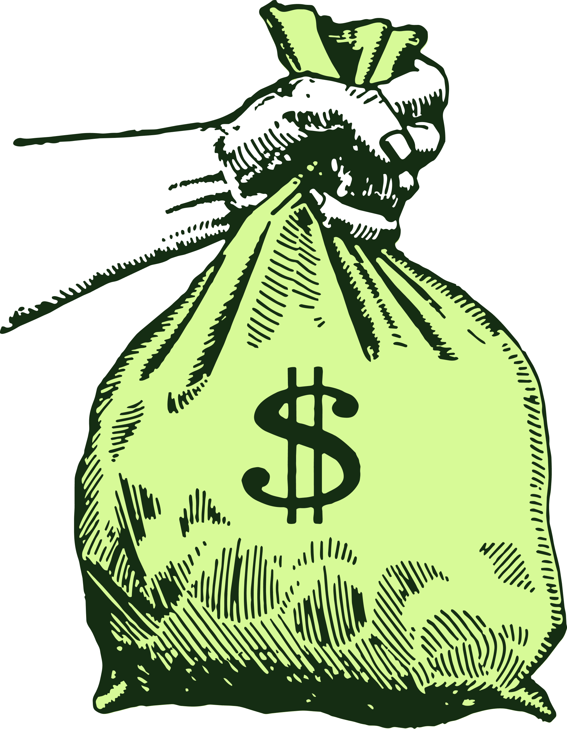 Fist holding money bag